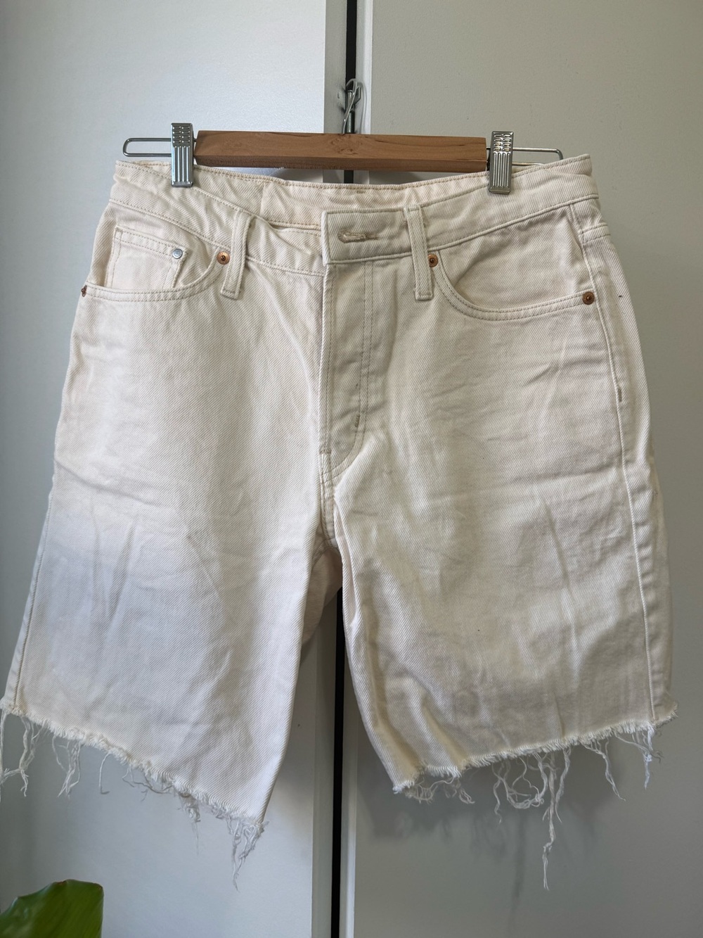 WORN ONCE Cream Denim Shorts